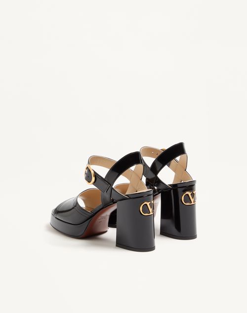 Valentino Garavani - Fawcette Platform Sandal In Polished Calfskin 100mm - Black - Woman - Sandals